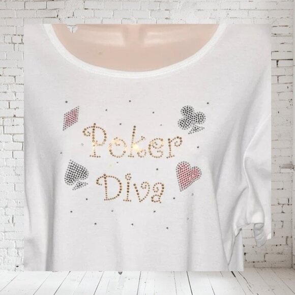 Cactus Bay by Lynee Cotton Tee SS Embellished Plus Size "Poker Diva" - Picture 1 of 5